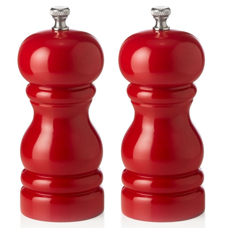 Salzmühle und Pfeffermühle rot glänzend, 11 cm, Gummibaumholz, Classic Mill 2 tlg. Set
