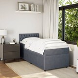 thumbnail of vidaXL Boxspringbett mit Matratze Dunkelgrau 90x190 cm Samt