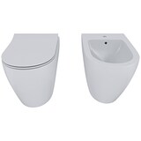 thumbnail of Coppia Sanitari Filomuro Filo Muro Filo Parete Vaso WC E Bidet Design Moderno In Ceramica Con Copriwater Chiusura Soft Close Rallentata Bianco Opaco