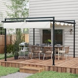 thumbnail of Outsunny pérgola 3x4 m gazebo cenador de jardín con techo retráctil de poliéster y 12 orificios de drenaje pérgola para patio terraza exterior