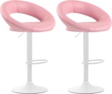 thumbnail of 2er Set Barhocker MEKIM - Kunstleder Pink 53x47x80 cm Weiß | Barstuhl Höhenverstellbar Mit Lehne Drehbar Tresenhocker Tresenstuhl Kneipenhocker