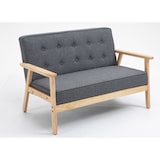 thumbnail of Sofá de 2 Plazas Respaldo y Asiento Acolchado Patas de Madera 114x66x69 cm Gris