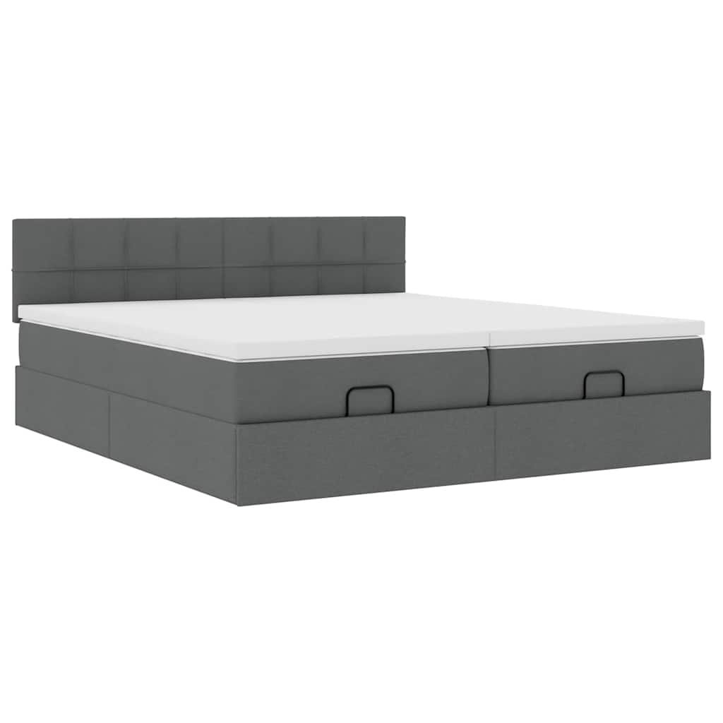 vidaXL Ottoman-Bett mit Matratzen & LEDs Dunkelgrau 180x200 cm Stoff