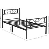 thumbnail of Bettgestell Bettrahmen aus Metall, passend für 90 x 190 cm Matratze, Gästebett, hochwertige Stützbalken, für Erwachsene, schwarz