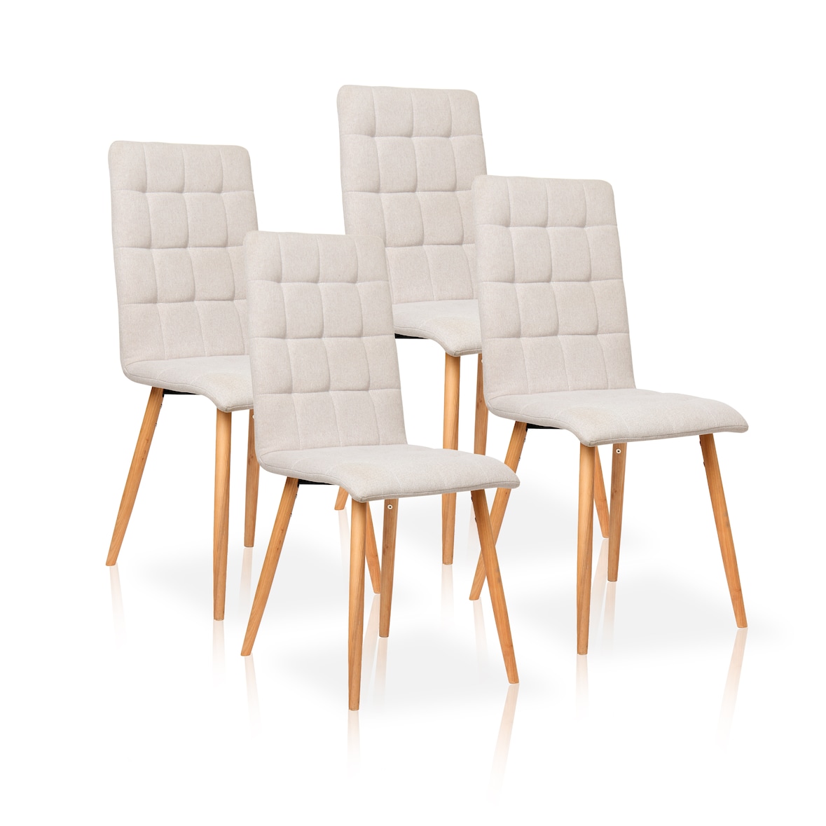 Pack de 4  sillas de comedor estilo Contemporáneo color Gris Arena. Modelo Nadia