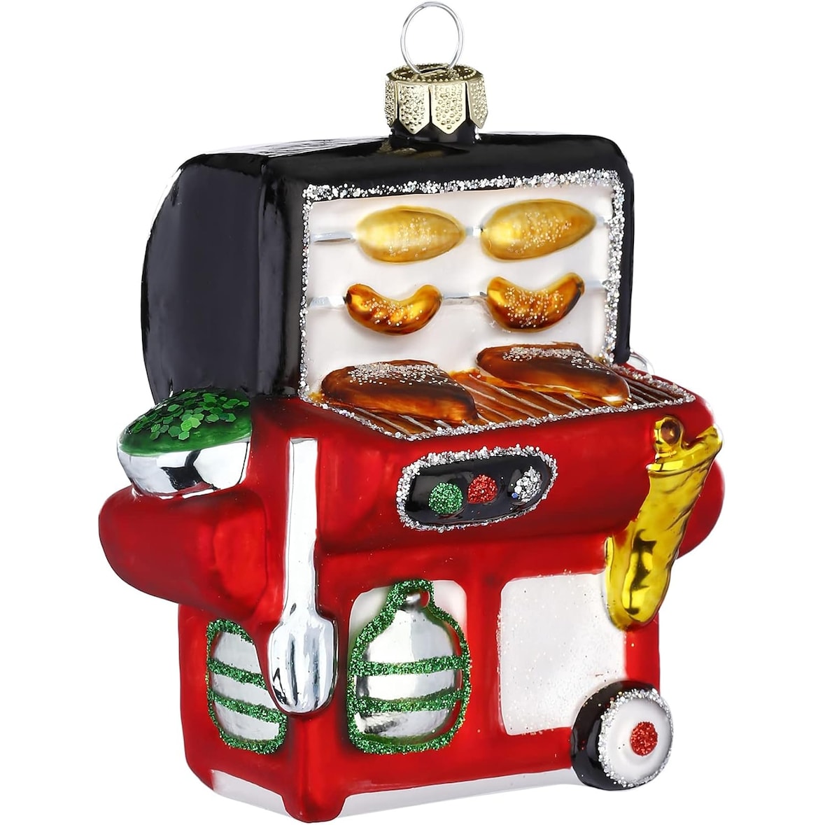 Christbaumschmuck Gasgrill BBQ Glas 9 cm bunt
