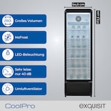 thumbnail of Exquisit Glastürkühlschrank, 280l Getränkekühlschrank mit LED, Umluft, 5 verstellbare Ablagen, CoolPro, GKS260-GT-431D schwarz