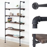 thumbnail of Décoshop26 - Étagère bibliothèque design industriel 165x80x28cm en bois marron et métal 04_0005394