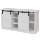 thumbnail of Sideboard HWC-K75, Highboard Regal Schrank Schiebetüre 7 Fächer Holz-Optik Industrial Metall 84x150x40cm ~ weiß