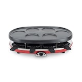 thumbnail of H.Koenig RP418 Raclette-Gerät 4 in 1 / 8 Personen / Raclette, Natursteingrill, Crepe-Platte und Grillplatte / mit 8 Pfännchen / 1500 W / Schwarz/Rot