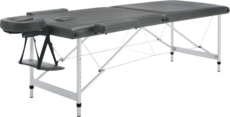 Ein tragbarer Massagetisch mit verstellbarem Kopfteil.