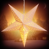 thumbnail of Casaria LED Weihnachtsstern Creme 5 Spitzen Sternmuster Beleuchtet 60 cm Papierstern Weihnachten Weihnachtsdeko Leuchtstern Dekostern Adventsstern
