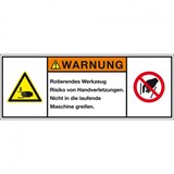 thumbnail of Aufkleber I Produktsicherheitsschild Warnung Rotierendes Werkzeug, RoHS konform, Folie, 200x75mm, ISO 3864-2