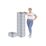 thumbnail of PROREGAL SuperSparSet 8x Eurobox NextGen Economy mit Scharnierdeckel & roten Verschlüssen, Griffe zu, HxBxT 22x30x40cm, 20L, Eurobehälter, Box