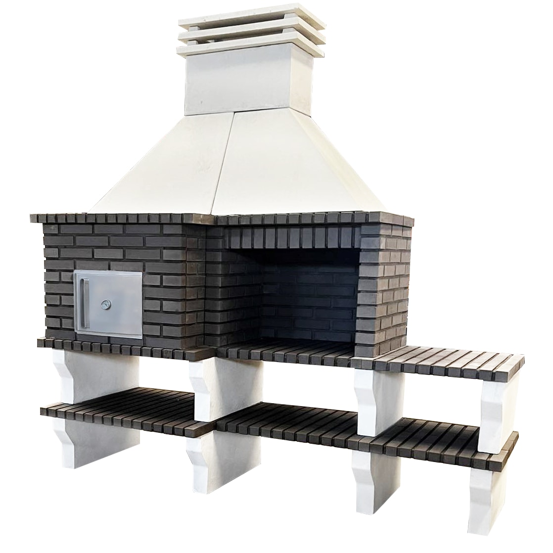 BBQ ARTICIMENTOS OVEN - Barbacoa con encimera, construido con ladrillo y cemento refractario, con horno en arcilla - 242x90x240cm