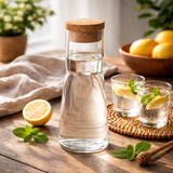 thumbnail of Krosno Glazen Karaf 1 Liter met Kurken Stop – Makkelijk Vast te Houden – Past in Koelkastdeur – 98 × 240 mm