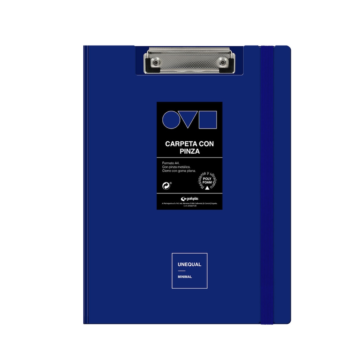 Portapapeles con pinza superior A4+ Unequal Minimal azul