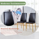 thumbnail of Essstuhl Set 4er Schwarz+Gold 93x43x43 cm mit PU Lederbezug und goldfarbenen Metallbeinen, ergonomische Rückenlehne, pflegeleicht