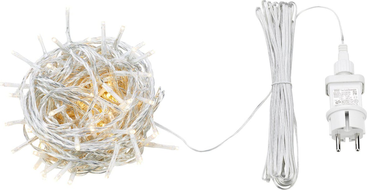 Markslöjd-SKINE LED Lichterkette, transparentes Kabel, 80 Dioden warm weiss, IP44, 31V,MPN705659