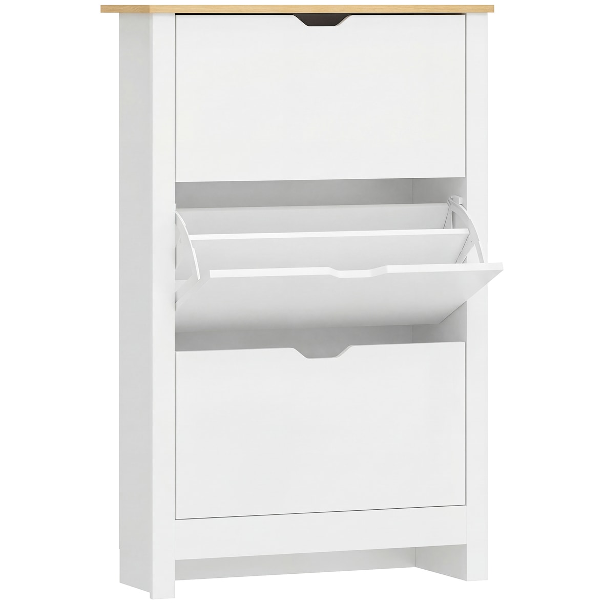 HOMCOM zapatero blanco estrecho armario zapatero alto con 3 cajones abatibles para 18 pares de zapatos para pasillo entrada 72x26x112 cm