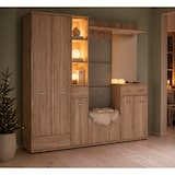 thumbnail of Mobile Ingresso Scarpiera Appendiabiti Set Entrata Guardaroba Specchio Multifunzione Salvaspazio Corridoio Casa Design Moderno 210x 32x 203 Cm Rovere