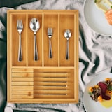 thumbnail of Relaxdays Besteckkasten Bambus, ausziehbar, 2 Messerblöcke, Schubladeneinsatz mit 5-7 Fächern, HBT 5 x 56 x 43 cm, natur