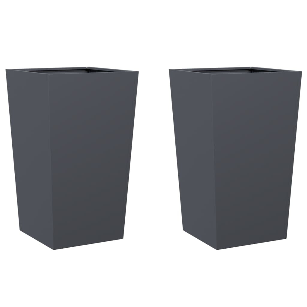 Helloshop26 - Hochbeet-Pflanzkasten für Pflanzen Blumen Garten Terrasse 2er-Set 45 x 45 x 75 cm anthrazitfarbener Stahl 02_0038978