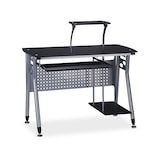 thumbnail of Relaxdays Computertisch Glas, Tastaturauszug & Fach für Rechner, HBT: 98 x 105 x 55 cm, modern, Arbeitszimmer, schwarz