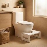 thumbnail of Relaxdays Toilettenhocker, Stuhlgang Unterstützung, WC Hocker für Erwachsene, Bambus, HxBxT: 18,5 x 43,5 x 28 cm, weiß