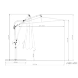 thumbnail of Tarrington House Sombrilla colgante redonda Helena, acero / poliéster, Ø 3 x 2.52 m, apertura por manivela, gris