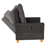 thumbnail of Tuinset HWC-G28, loungeset, acaciahout halfrond rotan verstelbaar MVG ~ antraciet, grijze kussens