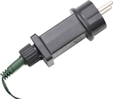Ein schwarzer Stecker mit zwei Stiften.