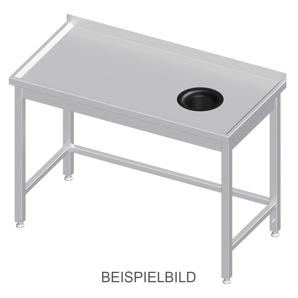 Stalgast Edelstahl Arbeitstisch ohne Grundboden, 1500x600x850 mm, mit Abfallloch rechts, ohne Aufkantung, verschweißt