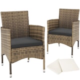 thumbnail of tectake Lot de 2 fauteuils de jardin en rotin avec 2 sets de housses - marron naturel/gris foncé - 404552