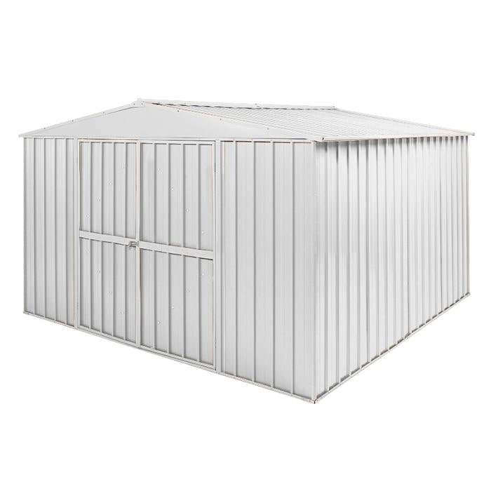 Box in Acciaio Zincato garage attrezzi lamiera 360x3.45cm x h2.12m - 150KG - 12,42mq - BIANCO
