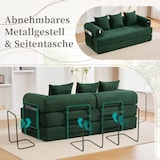 thumbnail of Merax 2-Sitzer Sofa, Schlafsofa Zusammenlegbares Kompressionssofa mit robustem Metallrahmen, Seitentaschen plus 3 Kissen, Emerald