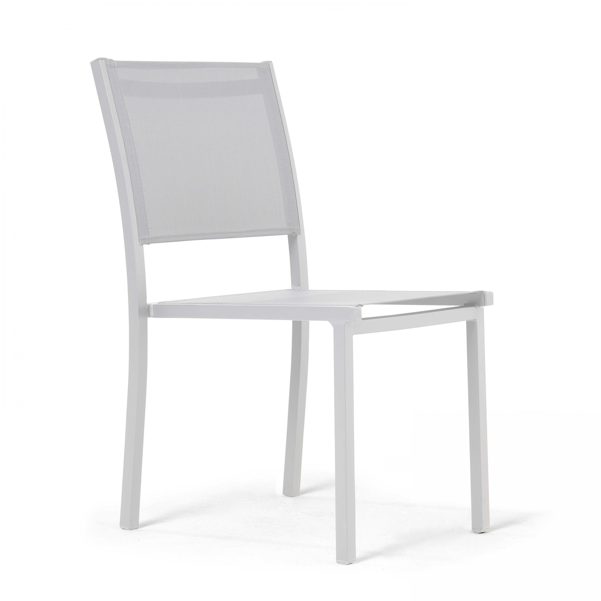 Chaise de terrasse aluminium et textilène blanc