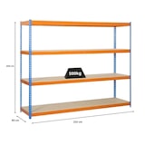 thumbnail of PROREGAL Schwerlastregal WOOD BEAST FOUR | HxBxT 200x210x45cm | 4 Ebenen | Fachlast 500kg | Blau-Orange | Werkstattregal Lagerregal Gargenregal