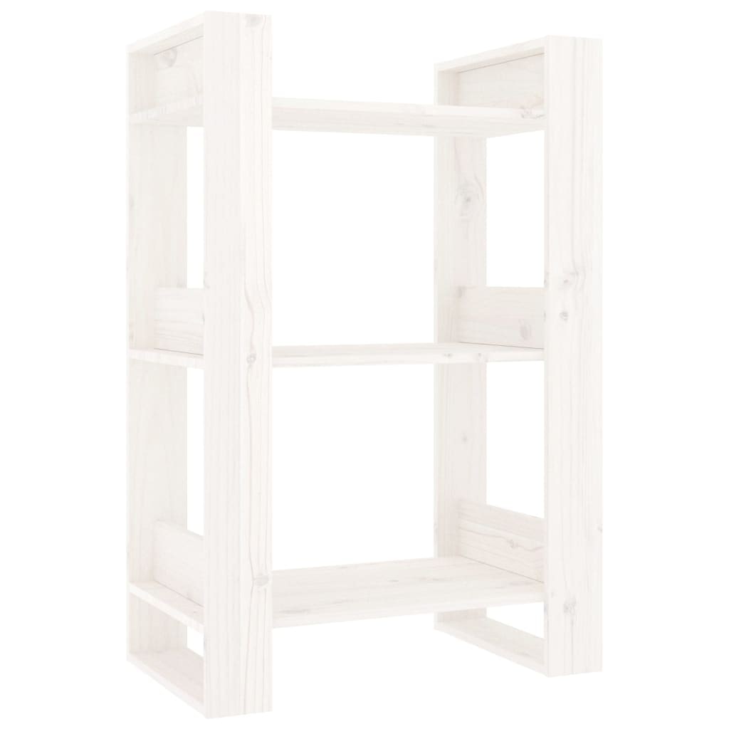 vidaXL Bücherregal/Raumteiler Weiß 60x35x91 cm Massivholz Kiefer