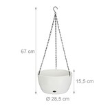 thumbnail of Relaxdays Blumenampel mit Wasserspeicher, 2er Set, HxD 67x28,5 cm, außen & innen, hängender Blumentopf, Kunststoff, weiß