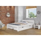 thumbnail of Weißes Doppelbett 180x200 Massivholzbett Kiefer massiv mit wählbarem Zubehör V-60.38-18W ohne Zubehör