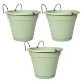 thumbnail of 3 x Hangpot Kunststof - Tuin Balkon Bloempot Relingpot Met Wateroverloop D.20 H17 cm - Oudgroen
