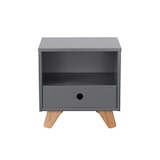 thumbnail of Möbilia nachtkastje | 1 lade, 1 open vak | MDF, grenen | B 40 x D 35 x H 40 cm | grijs-natuurlijk | 12020029 | Serie KOMMODE