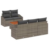 thumbnail of vidaXL Garten-Sofa-Set mit Kissen 6 pcs Grau Poly Rattan