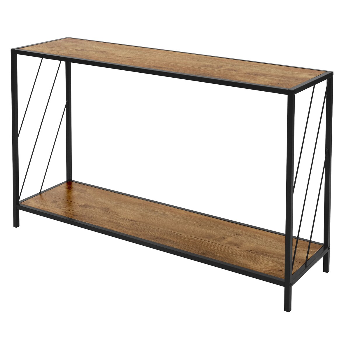ML-Design Konsolentisch 120x33,5x75 cm Eiche-Rustikal Holz Metallgestell 2 Ablagen Flurtisch Sideboard Eingang