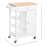 thumbnail of Carrito de Cocina con 1 Cajón 1 Armario 3 Estantes Abiertos 66x39,5x86,5 cm Blanco