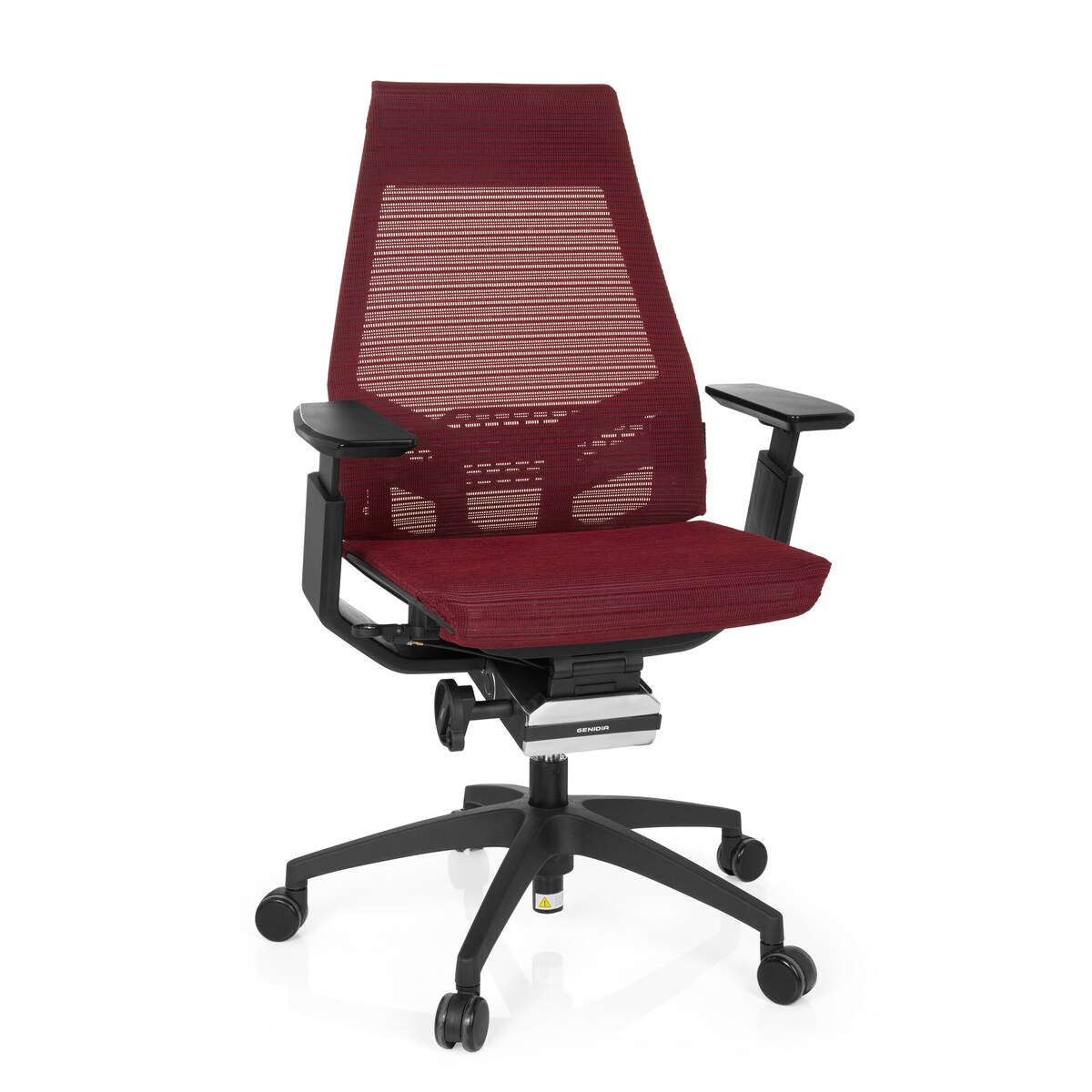 Bürostuhl / Drehstuhl GENIDIA SMART BLACK Netz rot hjh OFFICE