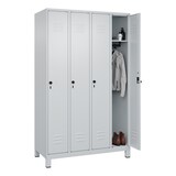 thumbnail of C+P Spind Classic PLUS, Füßen, 4 Abteile, HxBxT 195x120x50cm, Sicherheitsdrehriegel, Hellgrau/Hellgrau von PROREGAL