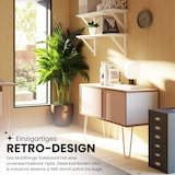 thumbnail of Bisley MultiRange Sideboard in Weiß-Anthrazit - Büroschrank mit Schiebetüren 100cm breit, Retro-Design Kommode aus Holz & Metall, Schrank für Ordner,