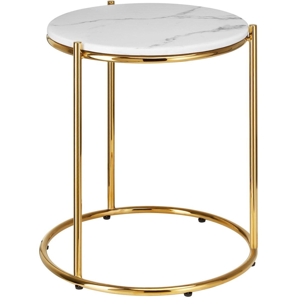 tectake Beistelltisch Ellsa, Marmoroptik, Stahlgestell   Weiß/Gold